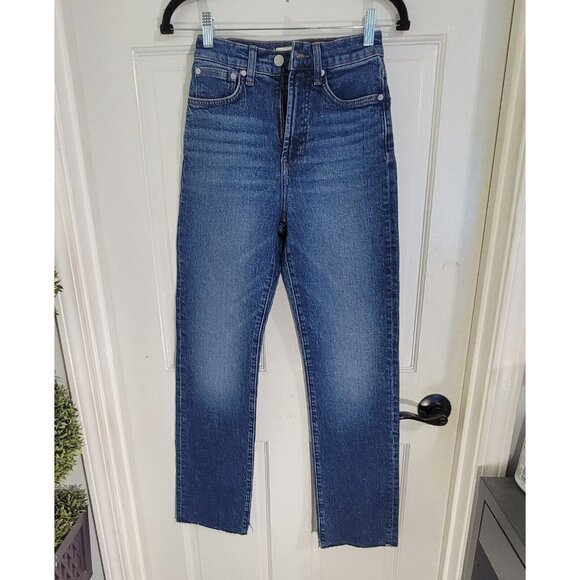 Madewell Womens Blue Denim‎ 90s Straight Leg Jeans Raw Hem High Rise Size 23 - Picture 3 of 11